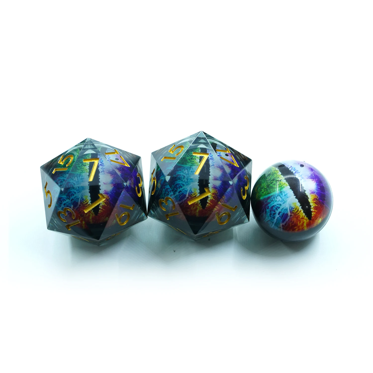 Yushun DND Ollo de Dragón Individual 50MM Resina Poliédricos Azul para Xogos de Dungeons and Dragons Mesa