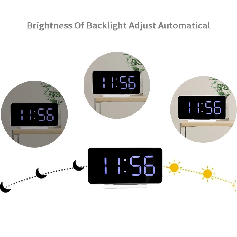 Compact USB Port Charging Heavy Sleepers Convenient Streamline Design Perpetual Calendar Snooze Digital Alarm Clock