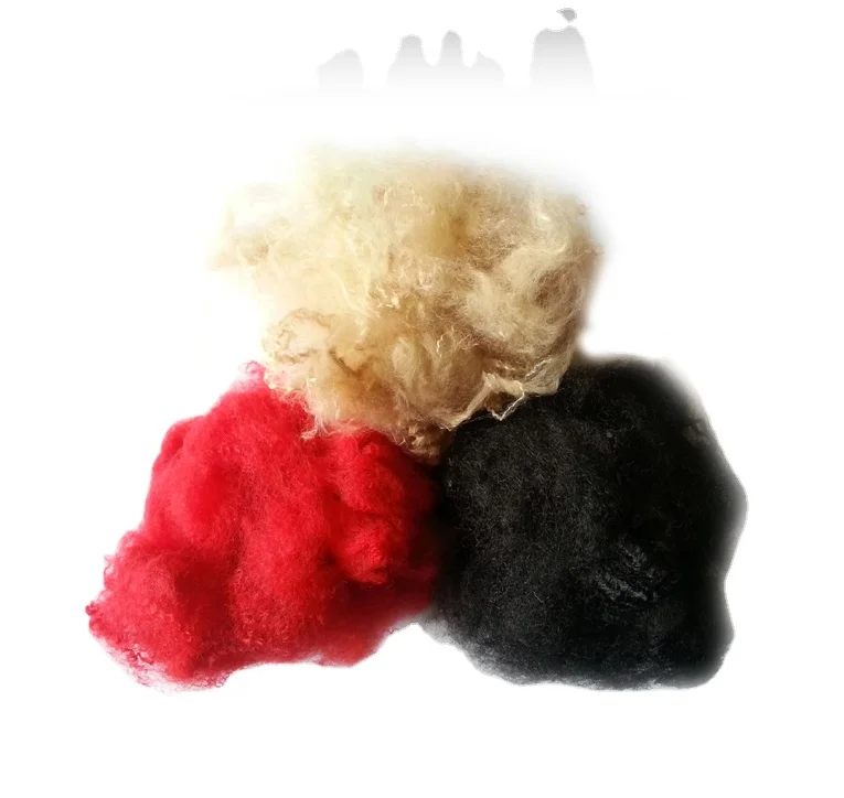 black/red colored polyester staple fiber yarn fabric use fiber