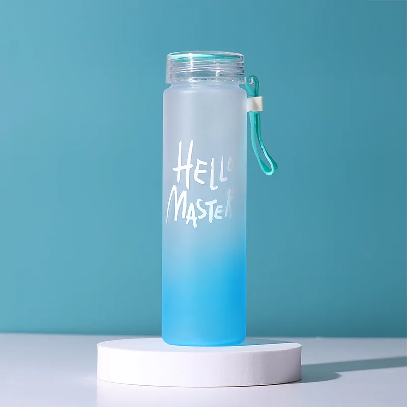 2022 Reusable New Design  Frosted Custom Logo Letter Colorful  Drinking  Glass Water Bottle