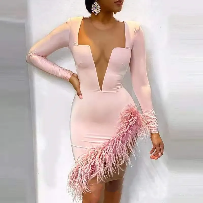 New Women Vintage Bandage Long Sleeve Party Club Body con Evening Dress 