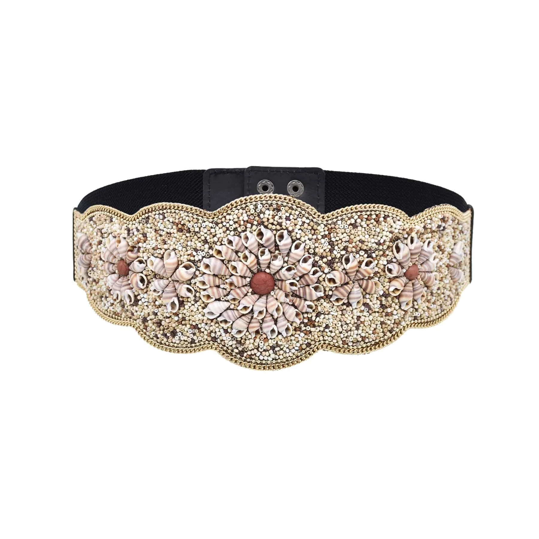2117 Bohemian Elastic Waist Belt Adjustable Wide Chain With Conch Seed Alibaba.com: idealway N-8017 Elastic Bohemian Women Conch  main image 3