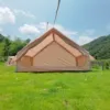 Khaki single-door inflatable tent