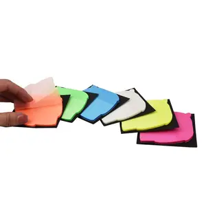 S3038 Self-Adhesive Neon Paper Notepad Leaf-Shape Transparent Sticky Note Waterproof PET Material for School Use or Stationery