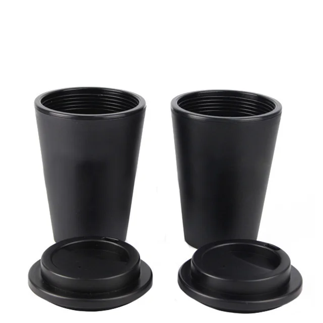 Sustainable Double Wall PP Plastic Travel Coffee Tumbler Reusable Coffee Cup With Lids