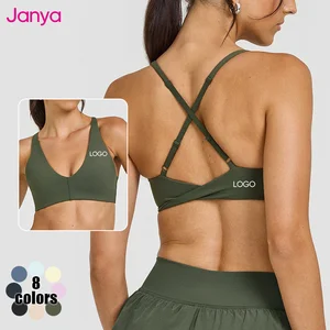 Janya Women's High Quality Breathable Backless Crisscross Adjustable Straps Quick Drying Shockproof Front Logo Yoga Sports Bra