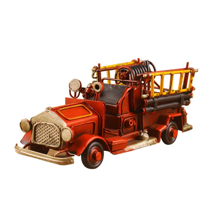Truck Metal Ornament Model Sculpture Decoration Classic Fire Engine Vintage 