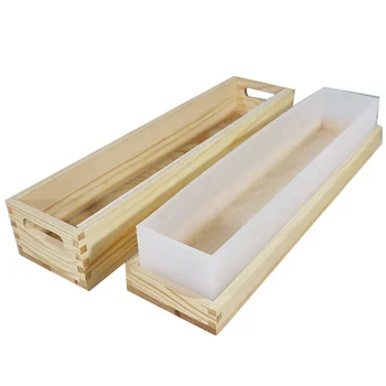 2200ML Capacity DIY Handmade Large Rectangle Soap Mold Silicone Soap Loaf Molds Design With Wooden Box For Making Soap