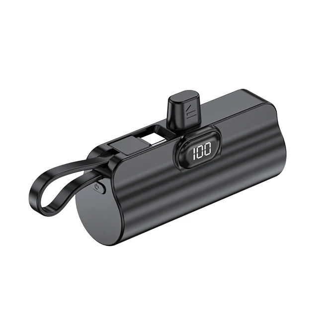 2023 MX197 Mini Smart Led Power Display Portable 3000mah 5000mah with Built in Charging Plug Cable and Handle Capsule Power Bank