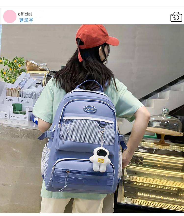 5 Piece Bear Canvas Cute School Bag For Teenagers Student Larger Capacity Women School Backpacks Female Kawaii School Bag Set