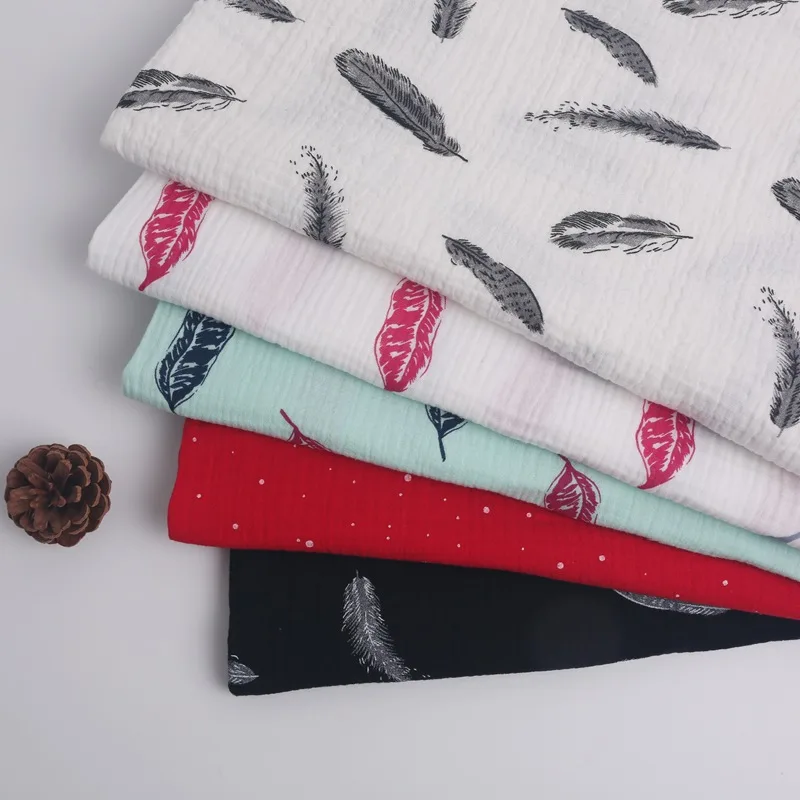 Креп из чистого хлопка, ткань для рукоделия, шитье, лоскутное шитье, дышащая хлопчатобумажная креп-ткань, Seersucker, плотный материал для детей и малышей