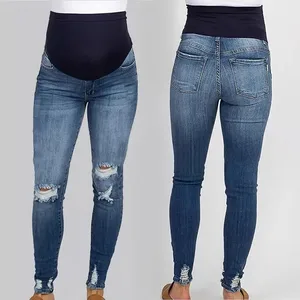 European and American Style Maternity Jeans for Pregnant Women, Designed to Enhance the Buttocks and Provide Stretchiness.