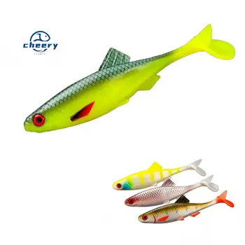 CHEERY Stainless Steel Printed T-tail Artificial Soft Bait 15cm/20cm Fish-Shaped Sea Fishing Hooks for Bass Float Bottom Fishing – Soft Lure – view 2