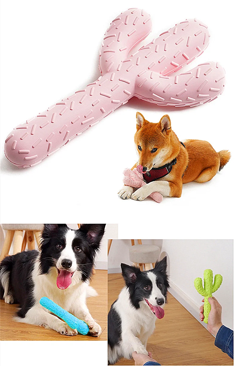 Hot Sale Durable Rubber Cactus Shaped Pet Chew Toys For Dog Training