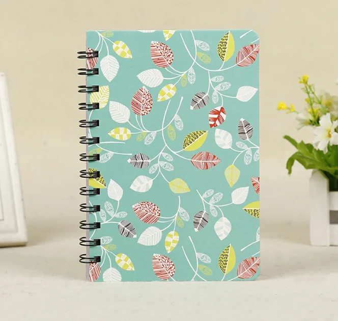 Wholesale  Custom  logo floral Ruled spiral Printing Spiral Paper  Diary Journal Agenda Daily  Planner Notebook