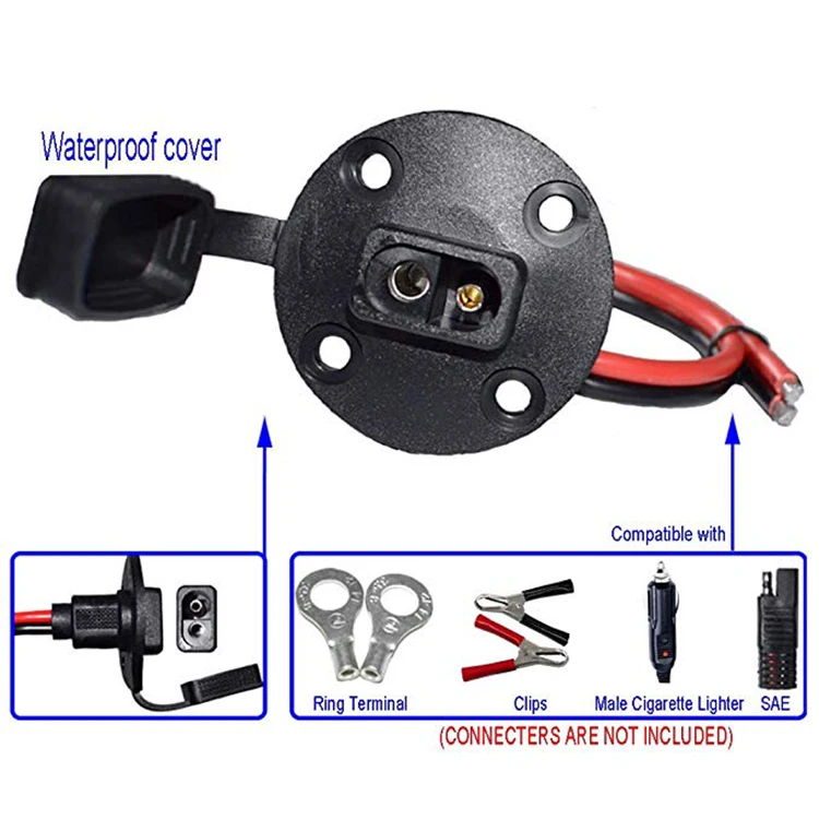 Factory Price SAE Power Socket Sidewall Port SAE Quick Connect Solar Panel Flush Mount Connector Plug 2Pin SAE Cable