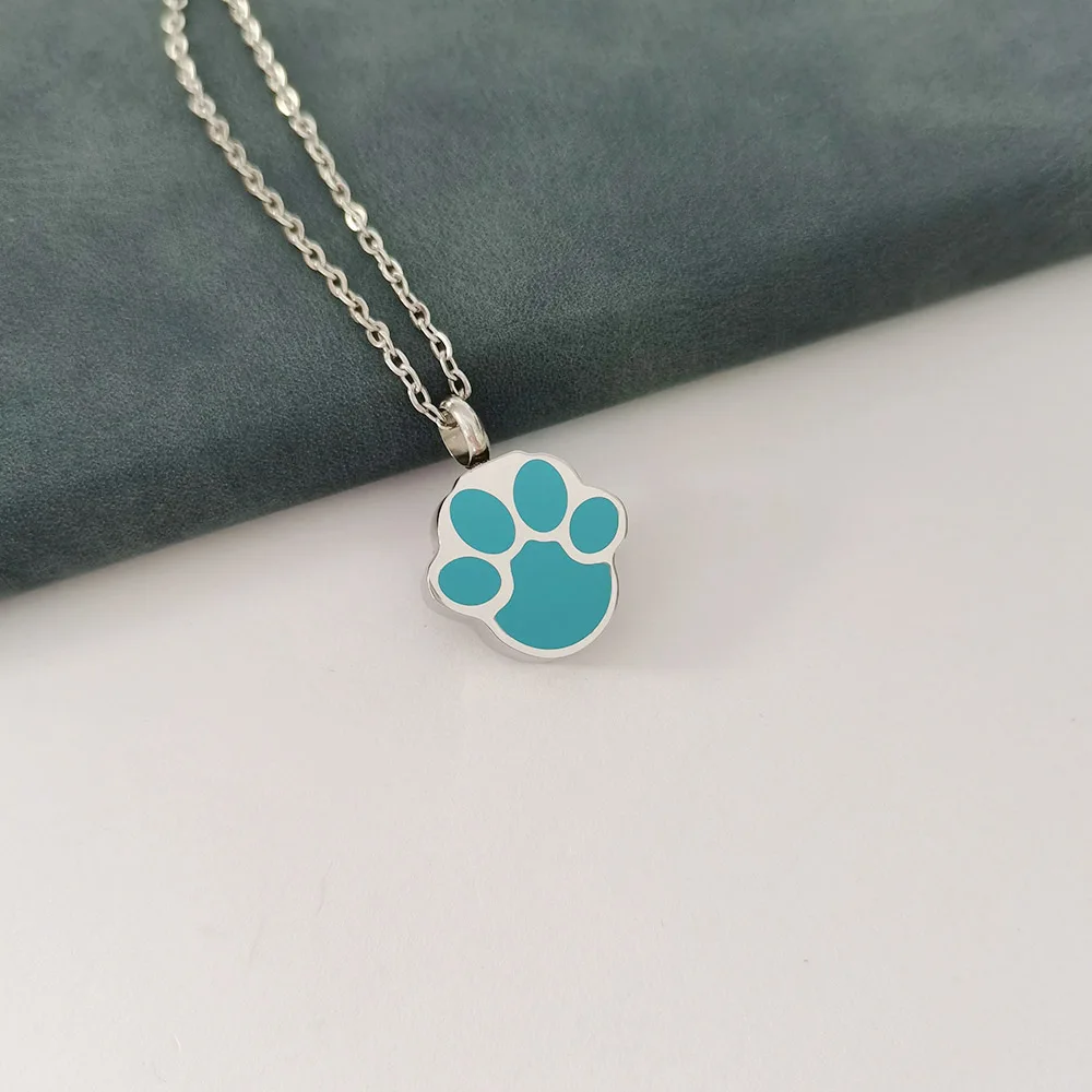 Cremation jewelry stainless steel urn cat paw urn necklace cat and dog ashes memorial pet urn pendant mini souvenir urn pendant