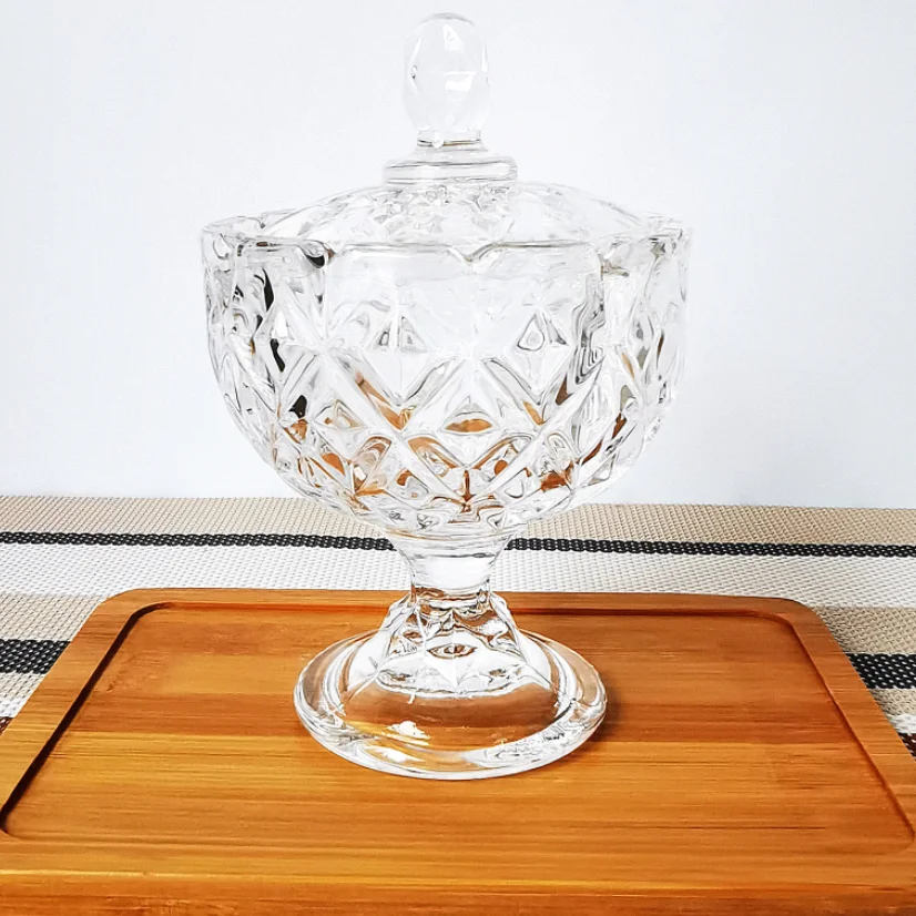 Glass Candy Pot With Lid Crystal Glass Sugar Bowl- Glassware Date ...