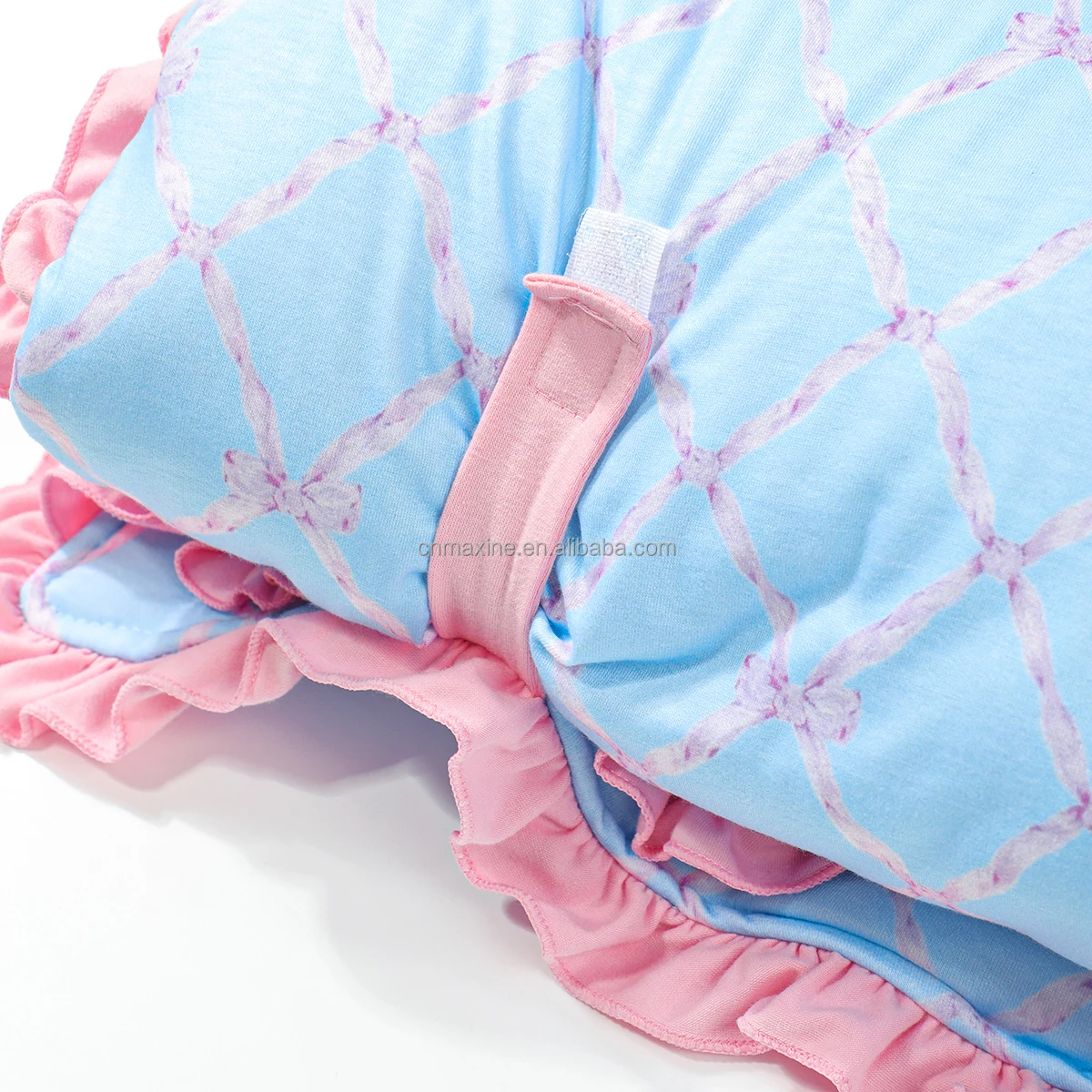 New Design Customized Baby Nap Mat Sweet Bow Printed Knit Cotton Kids Nap Mat With Pillow