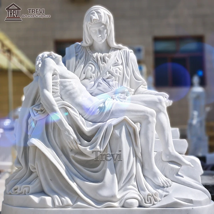 Holy Life Size Marble Stone Sculpture Religious Pieta Statues In Stock