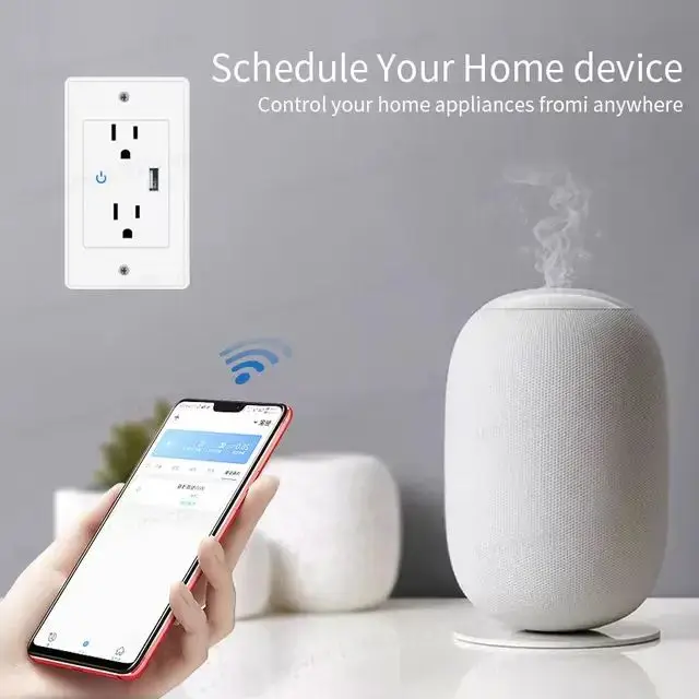 Встроенный штекер Us/vn 110v 10A Tuya с таймером Wi-Fi умная розетка Alexa домашняя