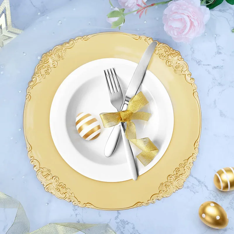 Gold 13inch Silver Wedding Charger Plates Wholesale Cheap Customized