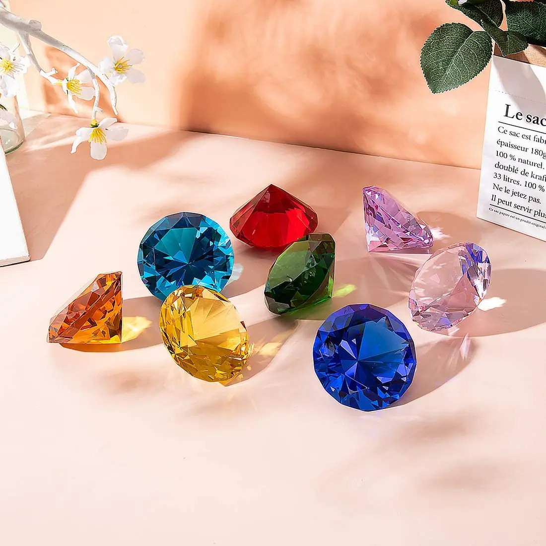 9 Colors Fengshui Furniture Decoration Glass Crystal Diamond Paperweight