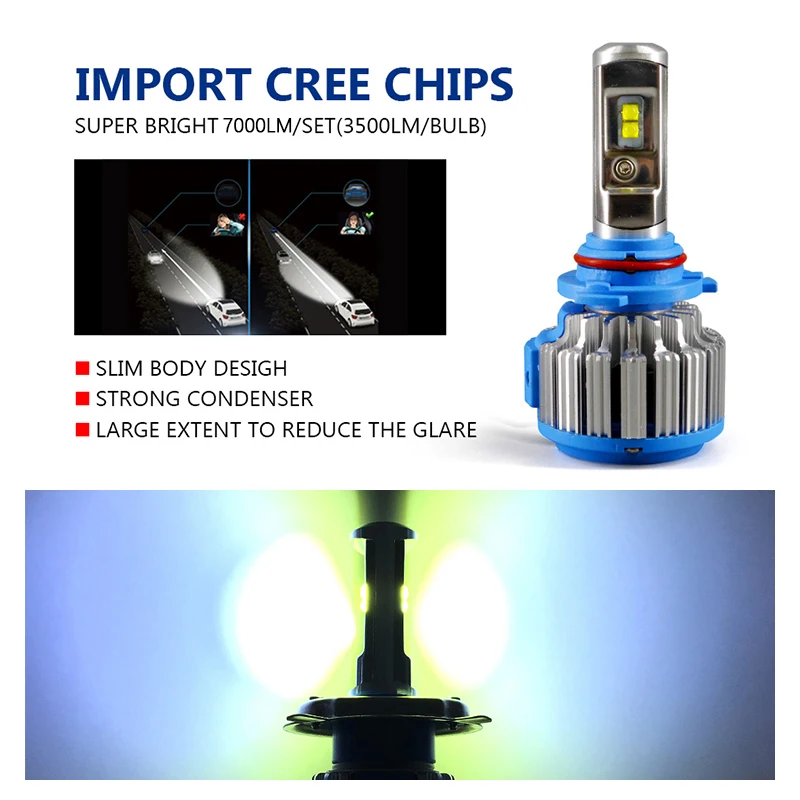Universal Style Led T1s 9006 LED Bombillas High Power 35w 6000k 5000lm Aluminum 9006 Led Headlight for Car Led Car Light