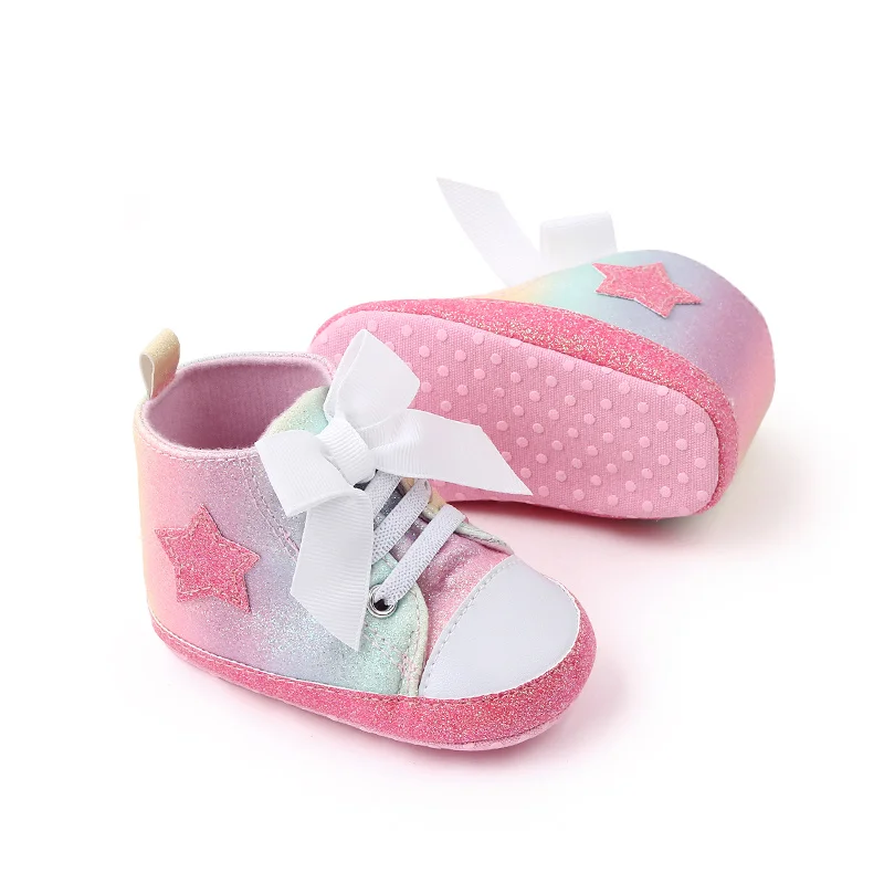 New arrival bow design Glitter Materials bling canvas baby toddler girl shoes 2022 factory