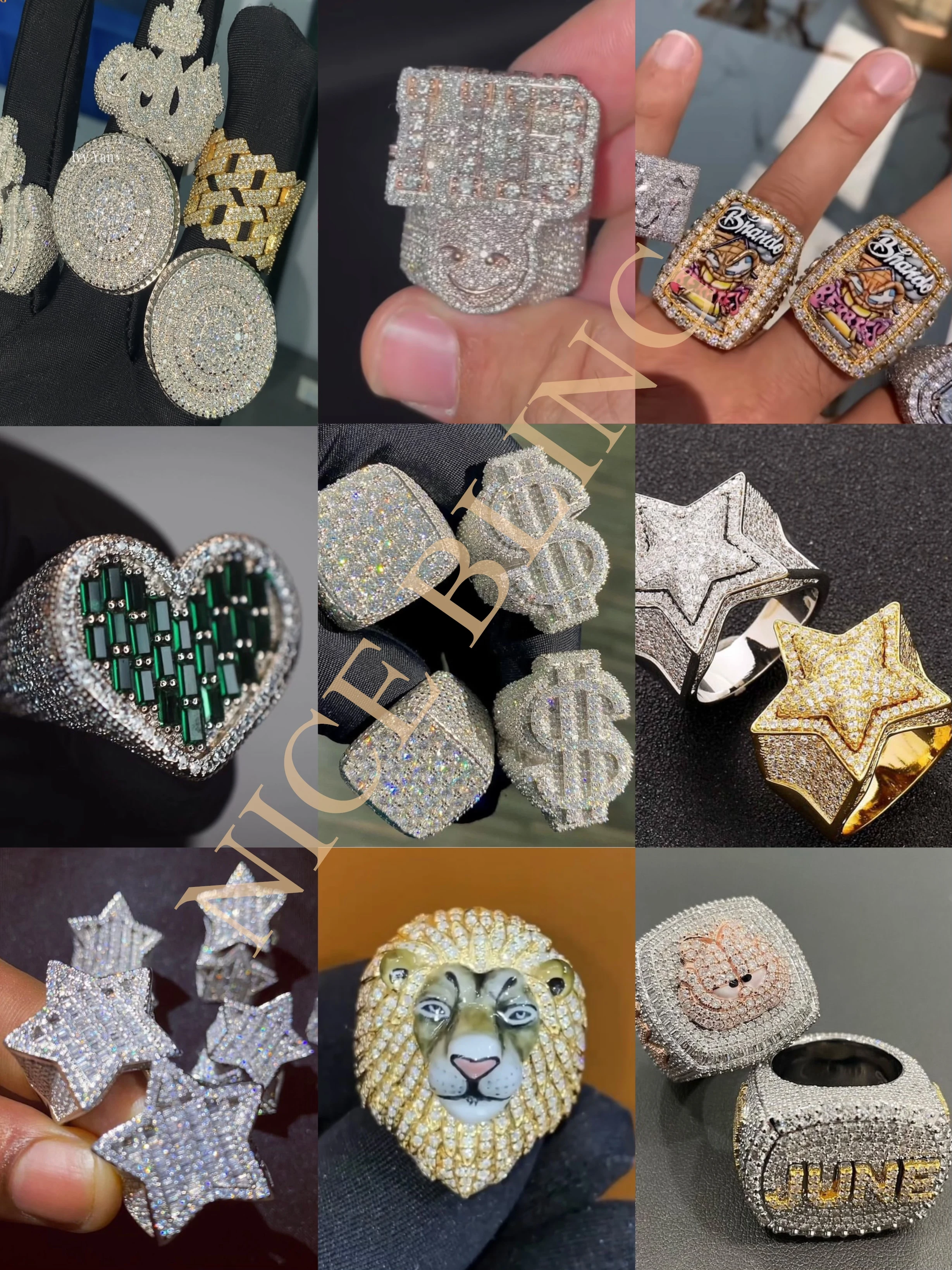 Baugette Rapper Ring Baguette Iced Out Cross Shape Hip Hop Rapper Jewelry Ring Ruby Sapphire ...
