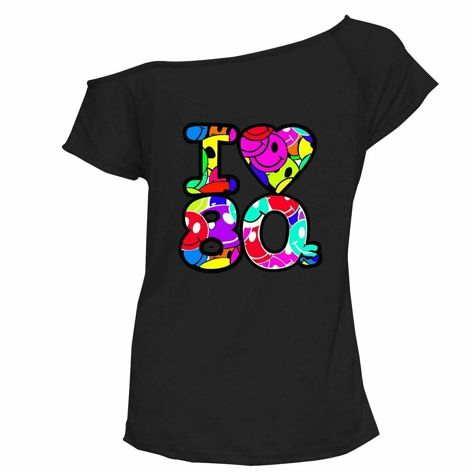 Ladies I Love The 80s T-Shirt Fancy Dress Costume Neon Festival Womens Outfit 