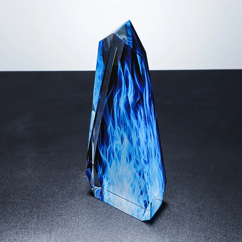 Factory custom k9 crystal color print Blue Iceberg trophy can be awarded iceberg trophy manufacture