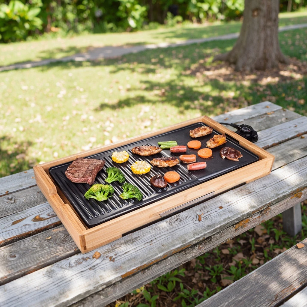 Koto Electric Bamboo Grill Luxury Korean Reversible Griddle