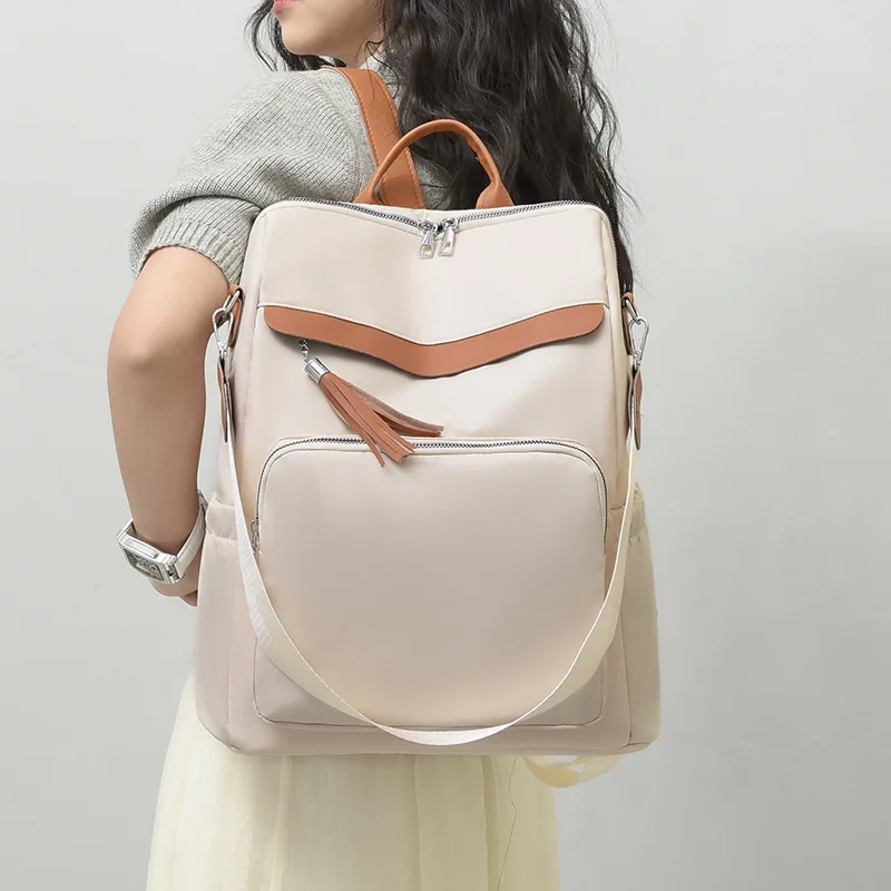 NEW Casual Female Travel Backpack School Bags Wholesale Big Capacity Color Contrast Backpack Anti-theft Backpack