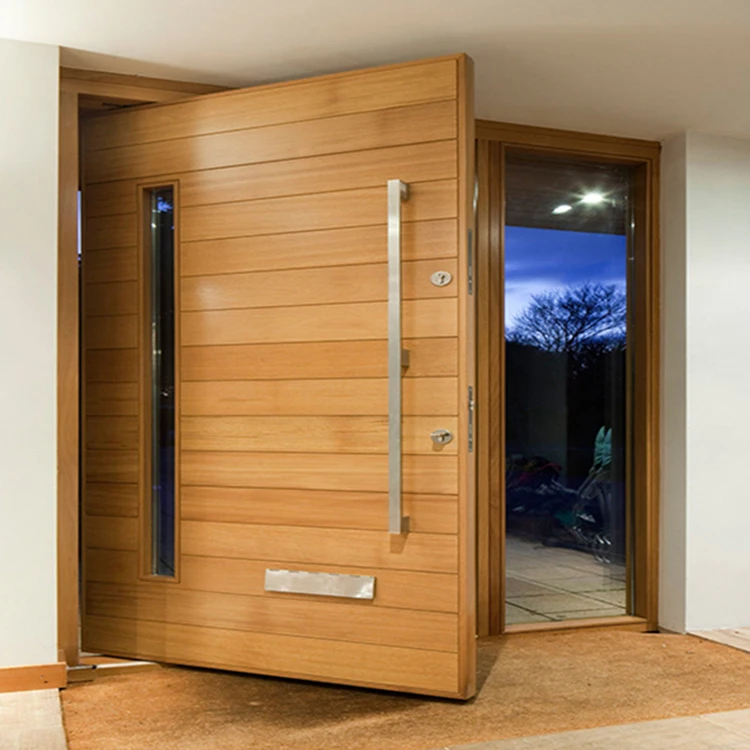 Factory Price Modern Front Entry Revolving Single Wooden Doors Design Exterior Main Entrance Large Solid Wood Pivot Door Systems