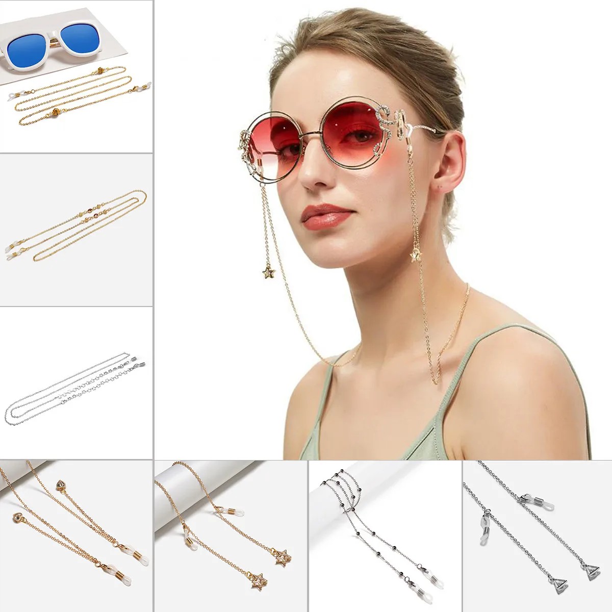 3 Chaînes Pour Lunettes Femme - Chaînes Acryliques Colorées Avec Fermoir Silicone - Accessoire Mode Et Pratique