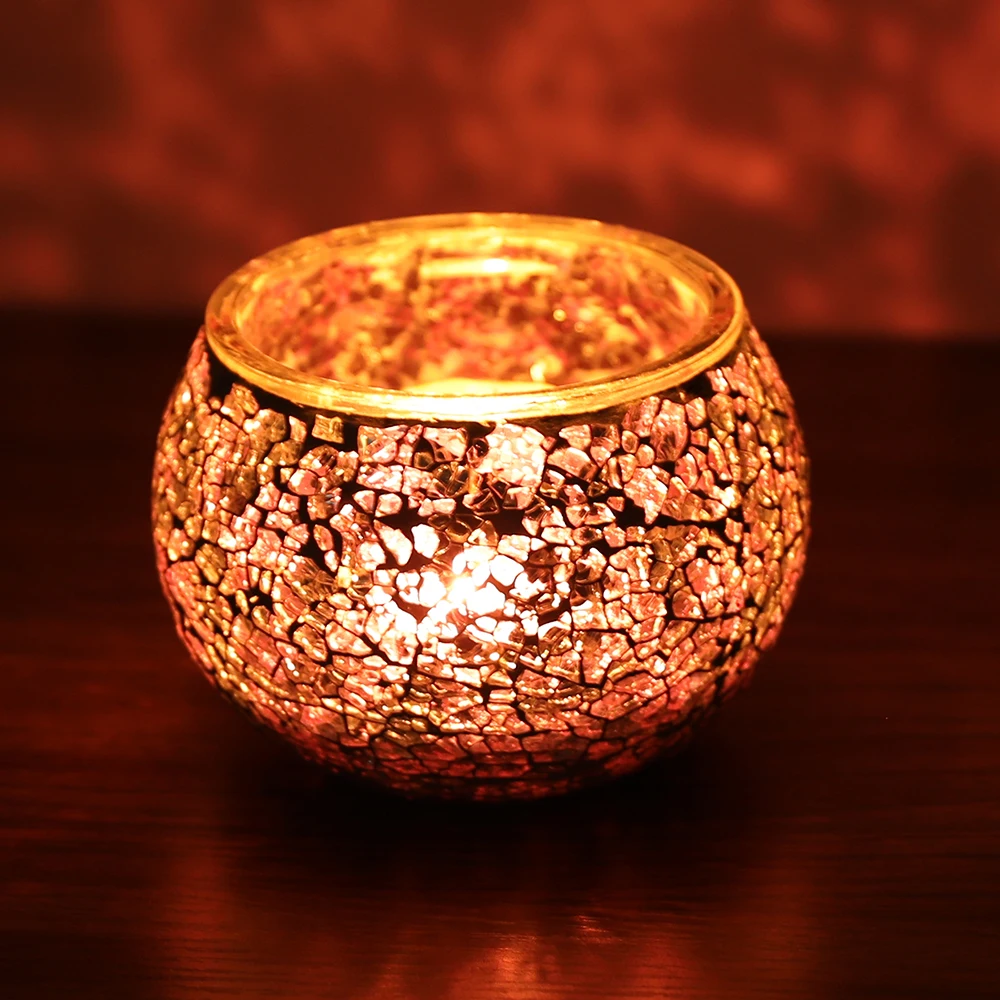 Romantic Stained Mosaic Tealight Candle Holders,Candle Holder For