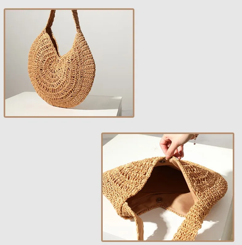 Large Capacity Straw Woven Bag Casual And Fashionable Woven Bag One ...