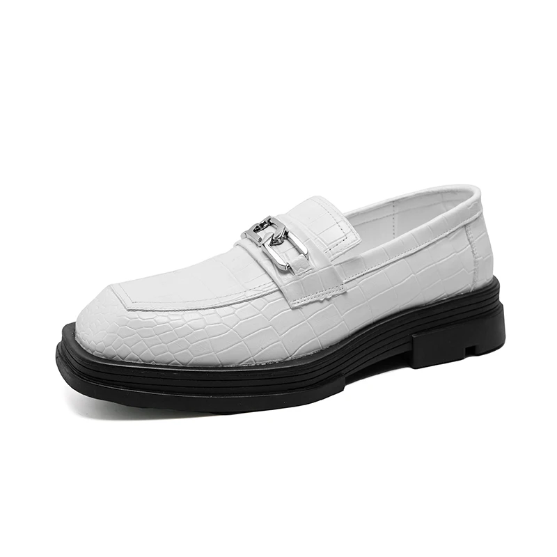 Formal Slip-on White Leather Shoes for Men Perfect for Weddings