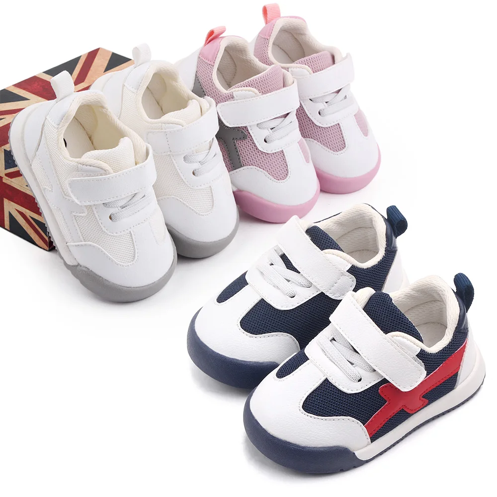Baby Toddler First-Walking Trainers Sneakers Rubber Sole Infant Boys Girls Soft Kid Cute Walking Athletic Running Shoes manufacture