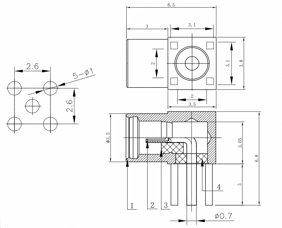 Factory Direct MMCX-KWE RF Connector PCB Mount Angle MMCX Female Connector supplier