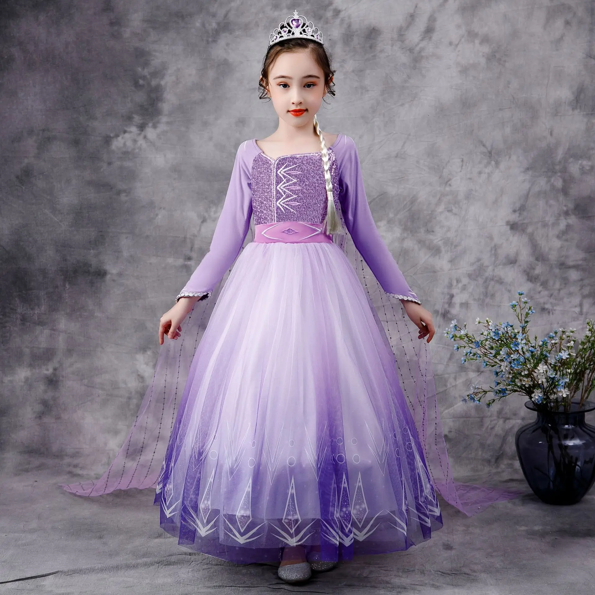 TV Movie Costumes Elsa Daisy Sofia Rapunzel Princess Dress Queen Little  Girls Cosplay Party Gown Bx1740