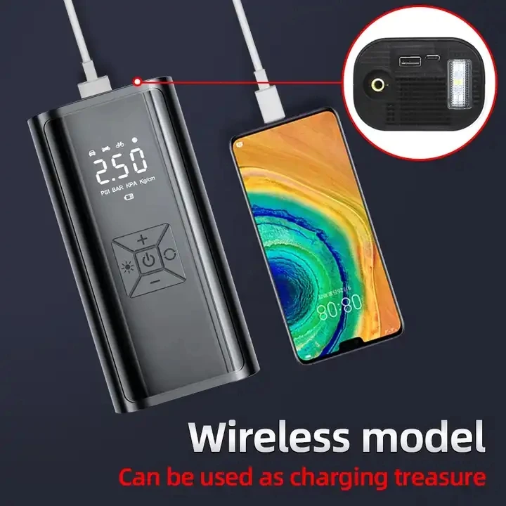 150psi Electric Tire Pump 4500 Mah Mini Wireless Inflator Portable Compressor Digital Car Pump