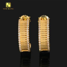 Factory outlet cheapest price Hip Hop ear studs 925 Sterling Silver Diamond Moissanite hoop Earrings ready to ship