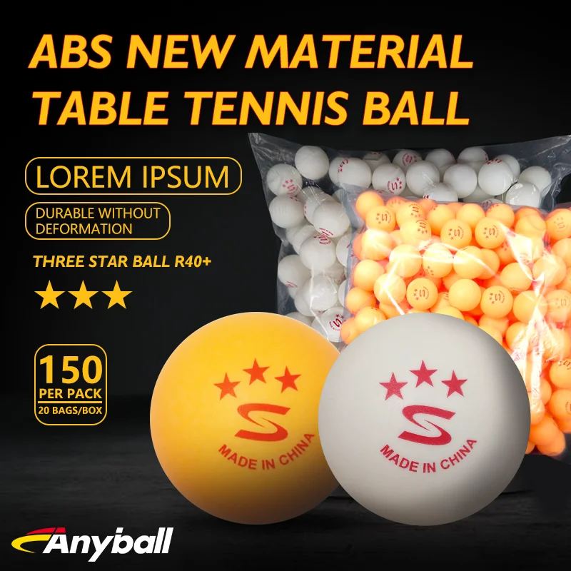 Широко используемые Мячи для пинг-понга, 3 звезды, премиум-класса, Продвинутые тренировочные турнирные мячи для настольного тенниса, белая упаковка из 150 шт.