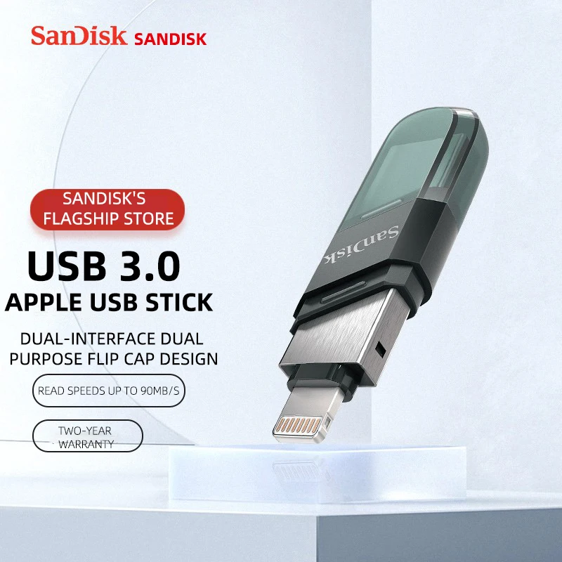sandisk pendrive usb flash drives SDIX90N iXpand 128GB 256gb USB 3.1 OTG  Flash Disk With Type A Lightning Port| Alibaba.com