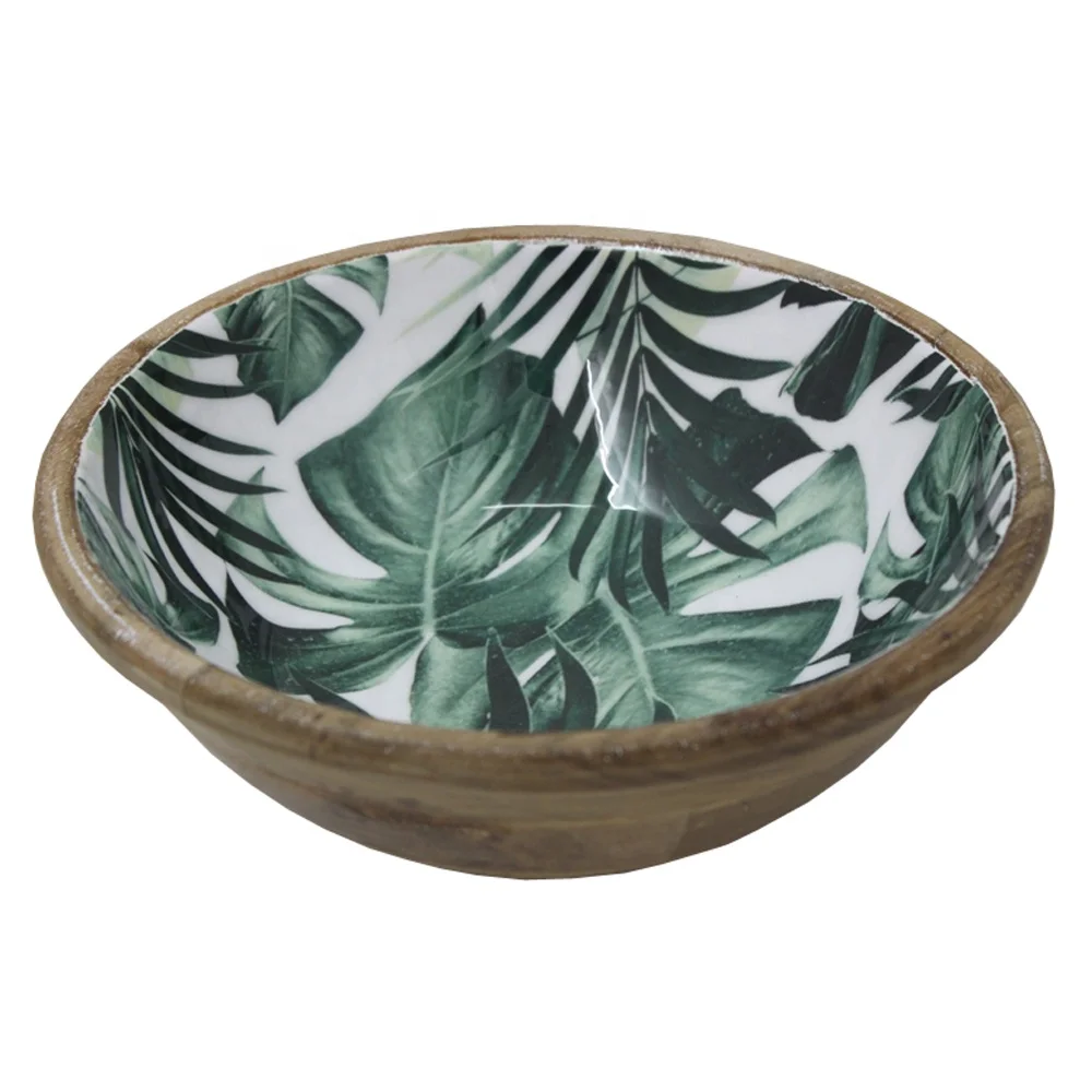 for restaurant - buy sticker enamel designer wooden round bowl