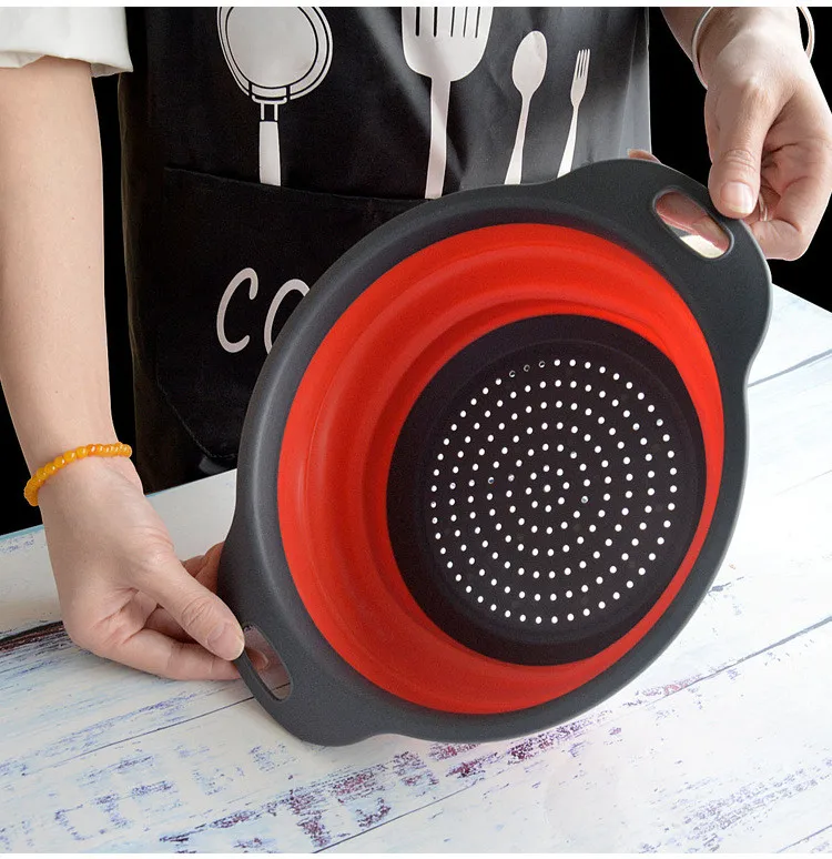 Collapsible Colander Round Silicone Kitchen Strainer For Draining Pasta ...