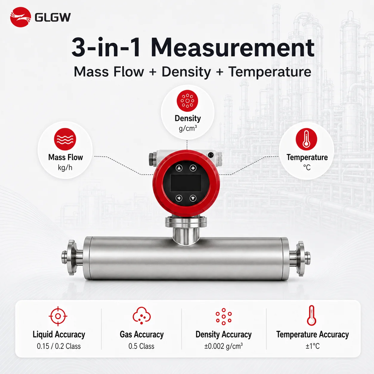 Stainless Steel 316 Triangle Type Coriolis Mass Flow Sensor 4-20mA Pulse Output High Viscosity Chemical Liquid Mass Flowmeter