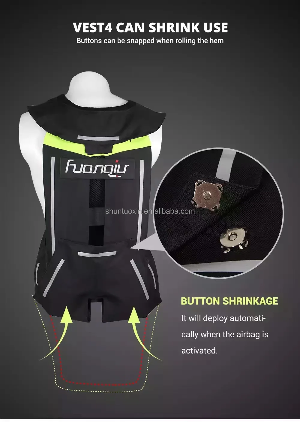 Black Motorcycle Airbag Vests Reflective Safety Vest Motorbike